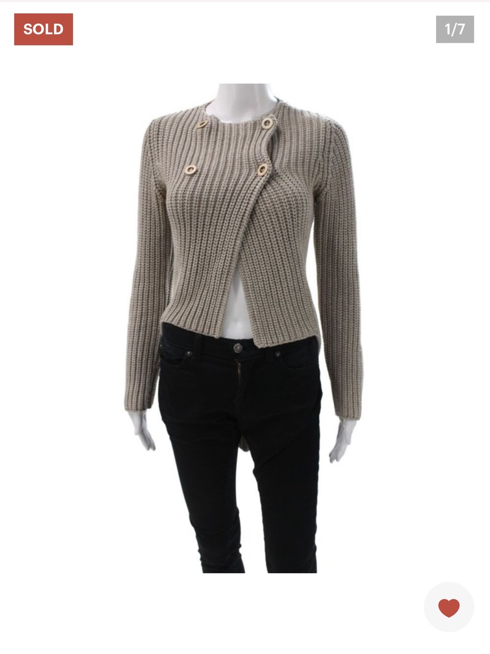 Brunello Cucinelli Womens Cardigan Beige Crew Neck Long Sleeve Cotton Size S